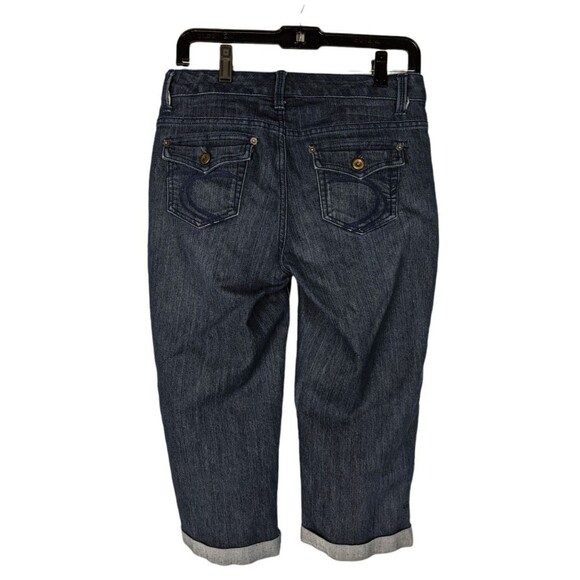 Sonoma Jeans 6 Women's Blue Dark Wash Wide Leg Cuffed Hem Capris - Picture 4 of 6